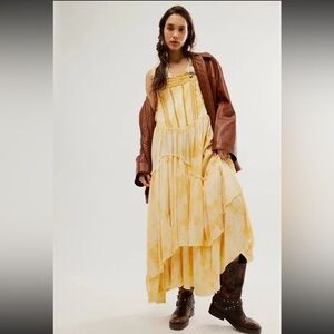 New Free People Bali Devon Skirtall in Gold Medium Festival